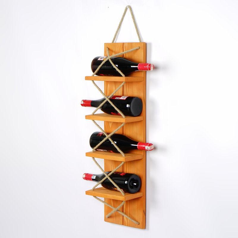 Wine Rack With Jute Rope, Light Oak