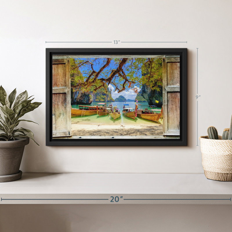 Transport «Window To Long Tail Boat Wall Art», H 9 po x l 13 po
