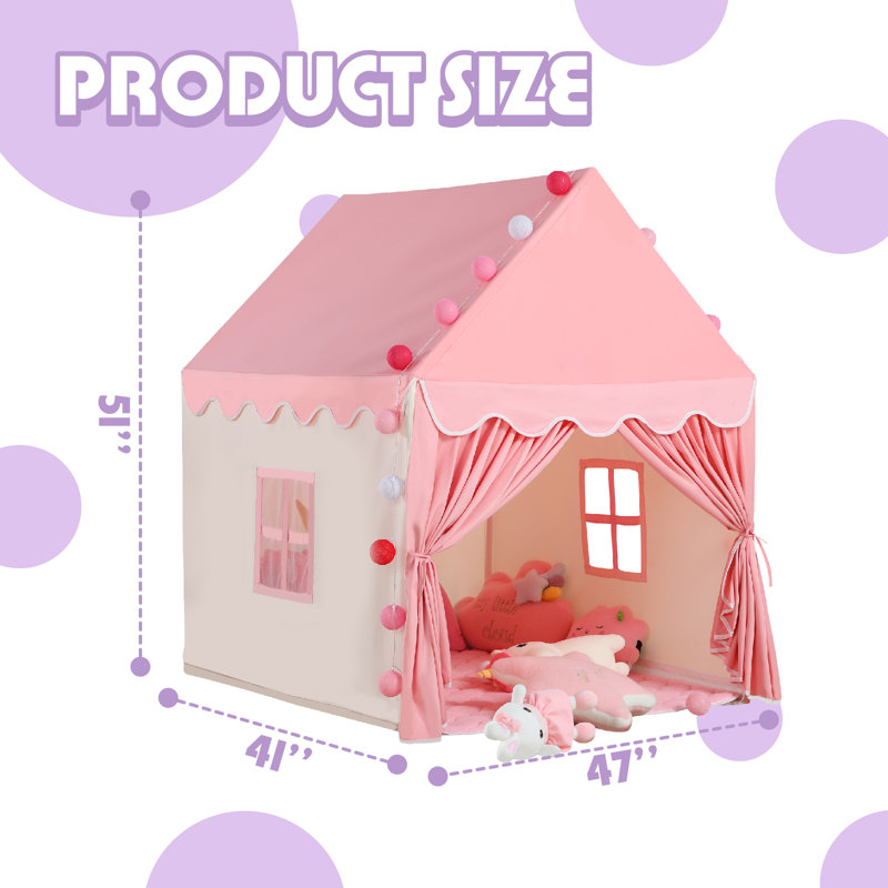  Tente pour enfant Wilwolfer avec tapis et lumières étoilées, tentes de jeu pour enfants pour tout-petits, maisonnette intérieure et extérieure pour enfants