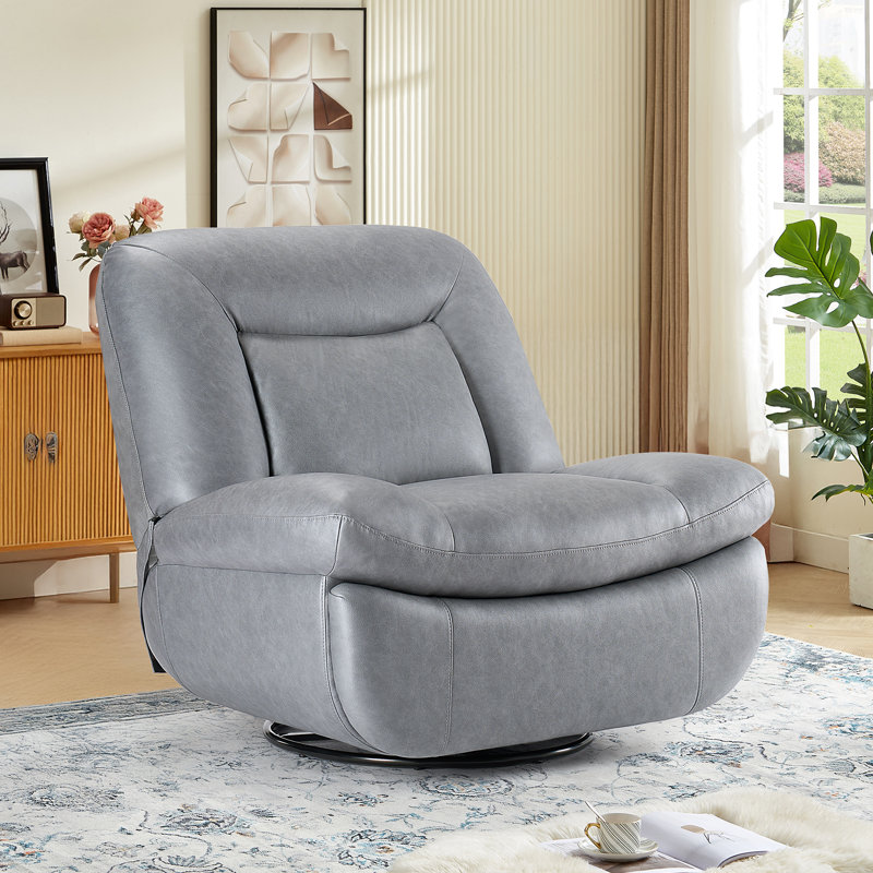 Chaise d'appoint pivotante et berçante en similicuir, Gris