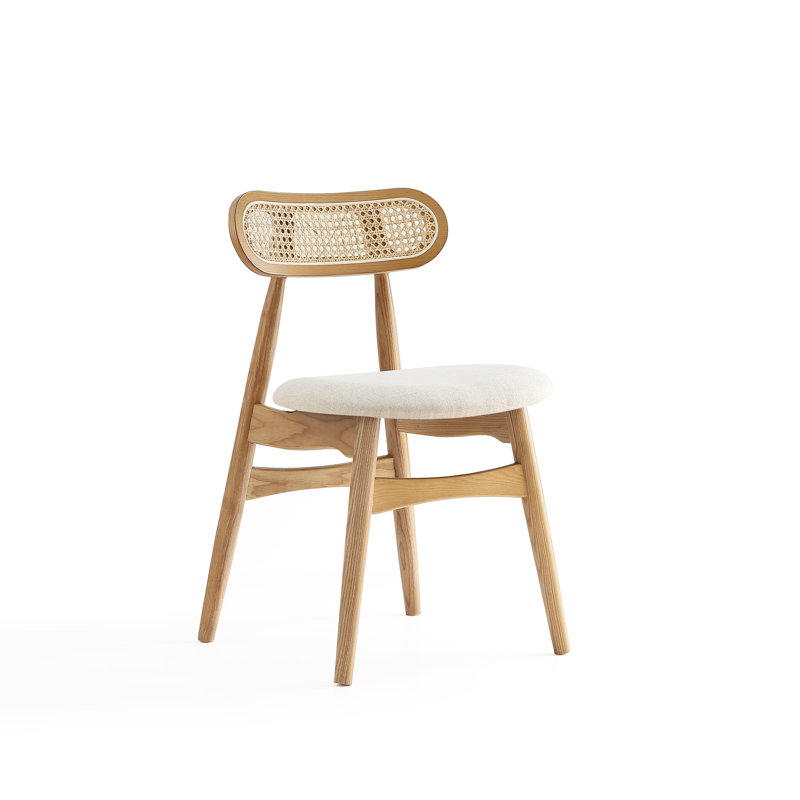 Colbert Industry Chic Upholstered Ash Wood Dining Side Chair in Natural, Beige/White 