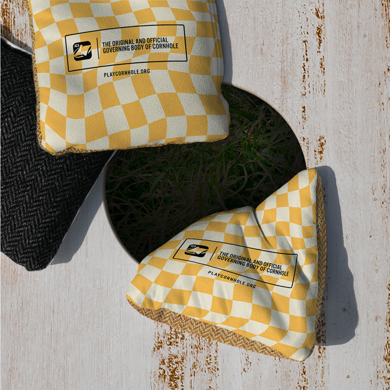Sacs de cornhole doux à carreaux ondulés rétro Synergy, Jaune