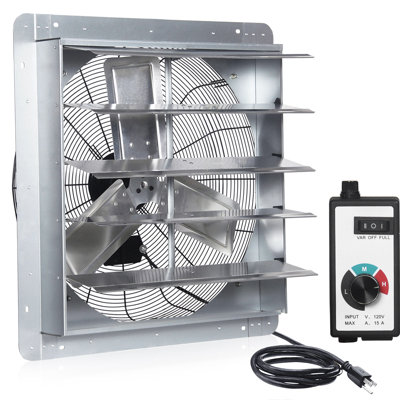 Ventisol 24 Inch Shutter Exhaust Fan, Ven Fan With Power Cord & Variable Speed Controller Wall Mount, High Speed 4200cfm For Garages, Attic, Shops, Greenhouse