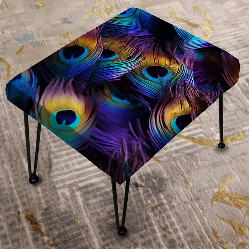 Plume de paon bleue et mauve à motif animalier