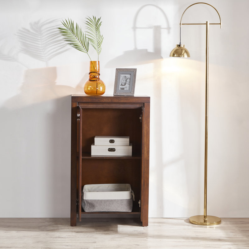 Armoire de salle de bain autoportante en bois massif l 13 po x H 43 po Axenia