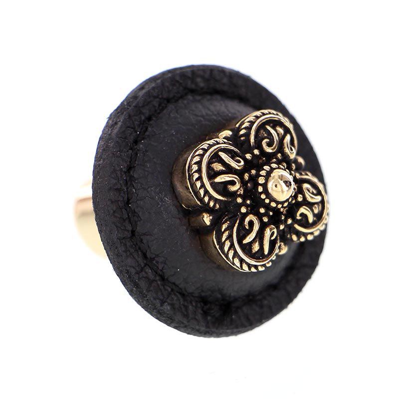 Napoli Mushroom Knob, Black, Antique Gold