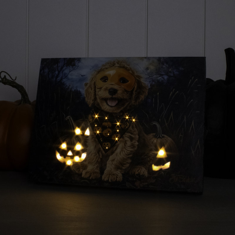 Halloween Puppy 8X6 Lighted Tabletop Canvas