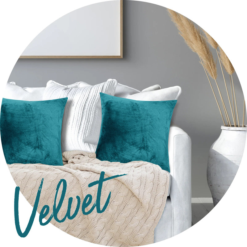 Perfas Square Scatter Crushed Velvet Cushion Cover, Teal