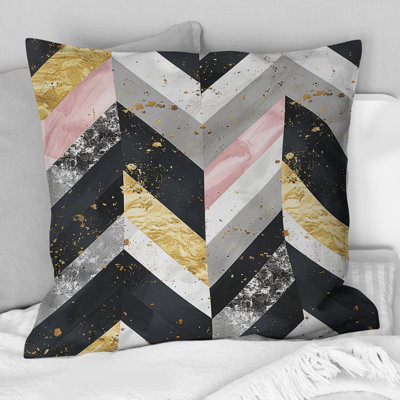 Glam Chevron I - Glam Throw Pillow