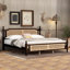Lit en bois avec tête et pied de lit en rotin-1295502445-1295502443