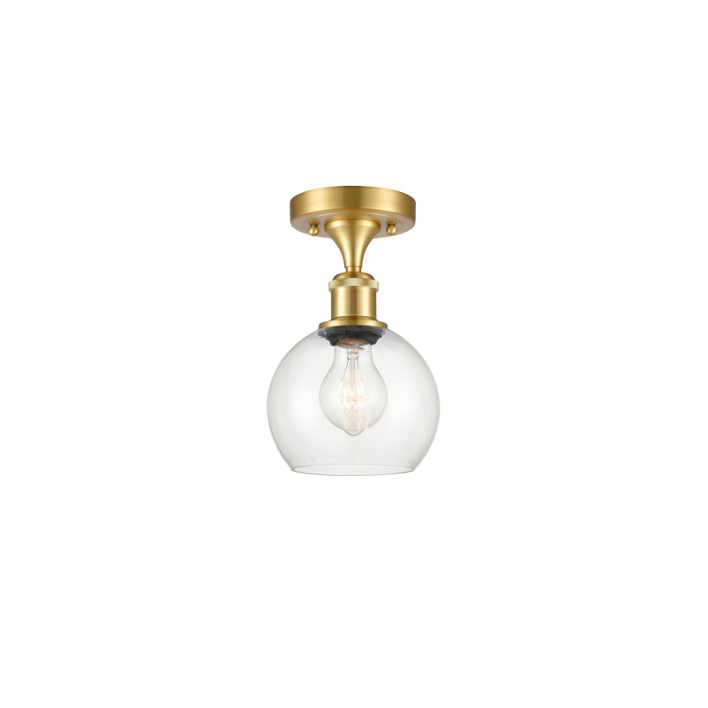 Plafonnier semi-encastré 1 lumière Cindi, H 9,88 po x l 6 po x P 6 po, Transparent, Or satiné