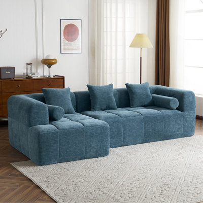 Versatile Modular Sofa With Side Pockets And Plush Pillows For Living Room