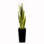 3,8 pi plante de serpent artificielle panachée jaune avec grand pot de fleurs noir Sansevieria en pot, décoration de sol moderne pour le salon-573965520