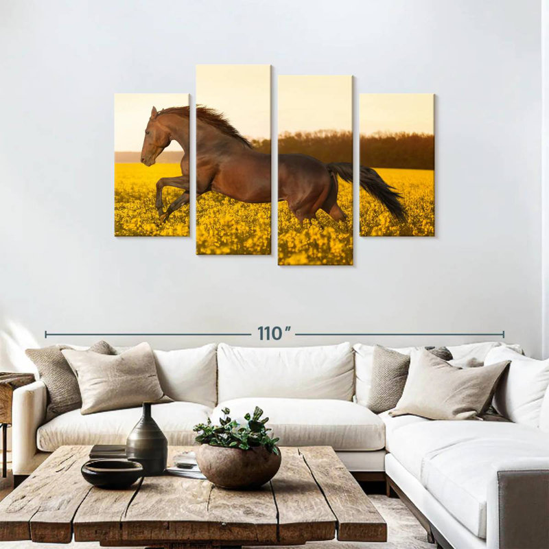 Brampt Horse In Flower Field, 48'' H x 75'' W