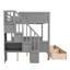 Lit superposé simple au-dessus de double avec tablettes, escalier de rangement et 2 tiroirs-217193373