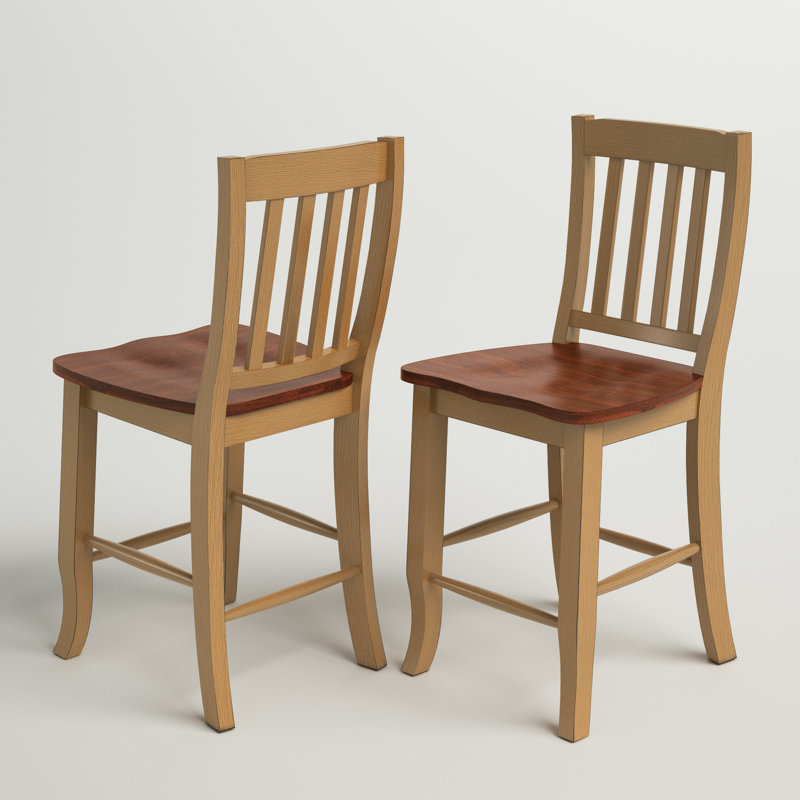 Tabouret de comptoir en bois massif de 24 po Orviston, Brun / beige