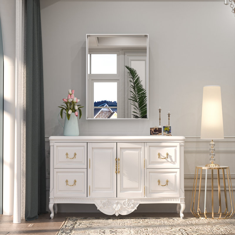 Stemn Framed Bathroom Vanity Mirror Accent Mirror, Silver, 30" x 22"