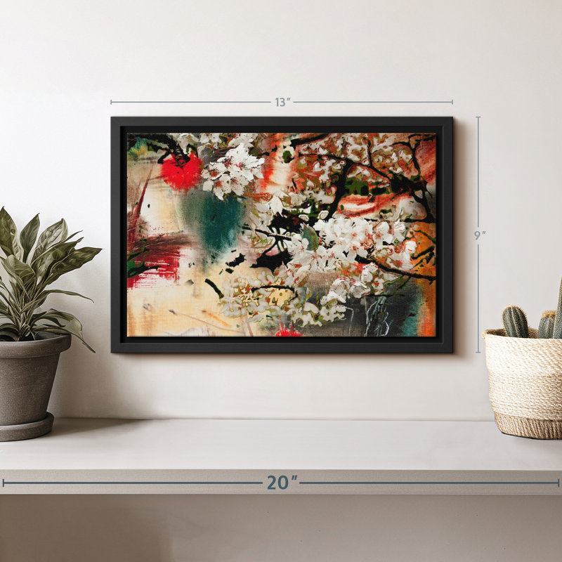 "Impression sur toile fleur japonaise", H 9 po x l 13 po