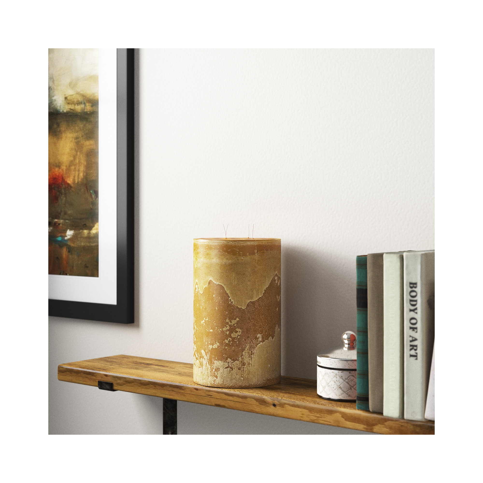 Pillar Super Unscented Candle, 11.8" H x 7.5" W x 7.5" D, Chamois