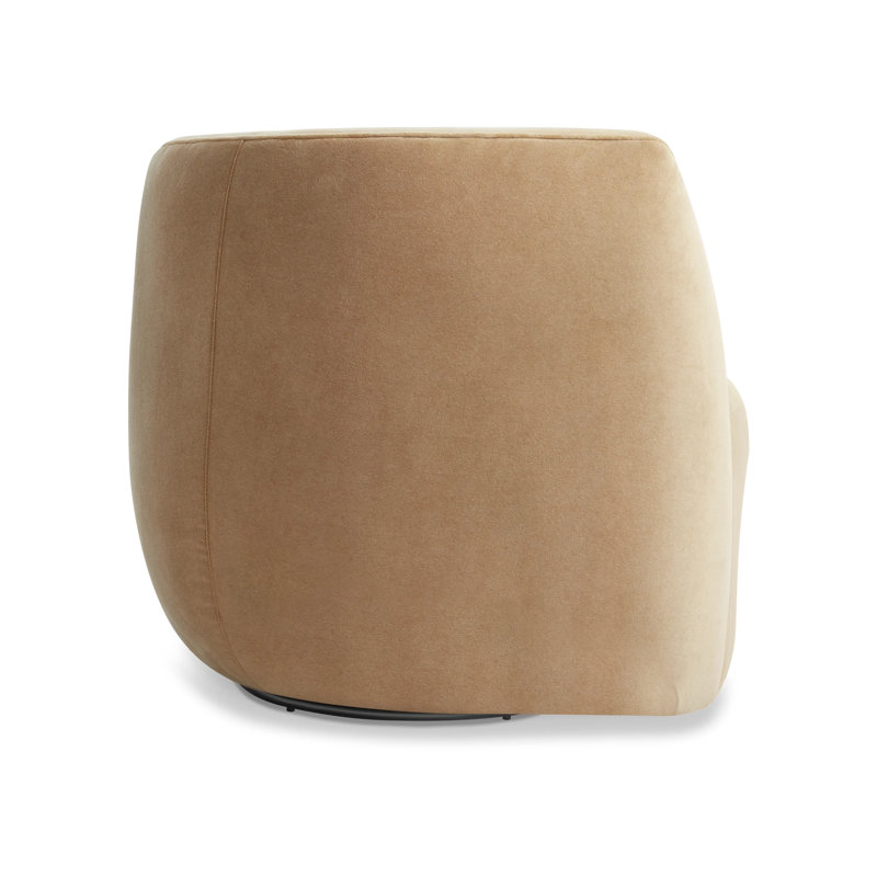 Council Swivel Barrel Chair, Camel Velvet Polyester Blend