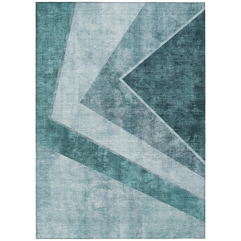 Tapis intérieur / extérieur bleu sarcelle lavable bleu sarcelle 3 pi x 5 pi HomeRoots