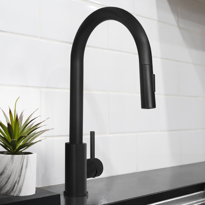 ZLINE Rubicon Pull Down Single Handle Kitchen Faucet in Matte Black, Matte Black
