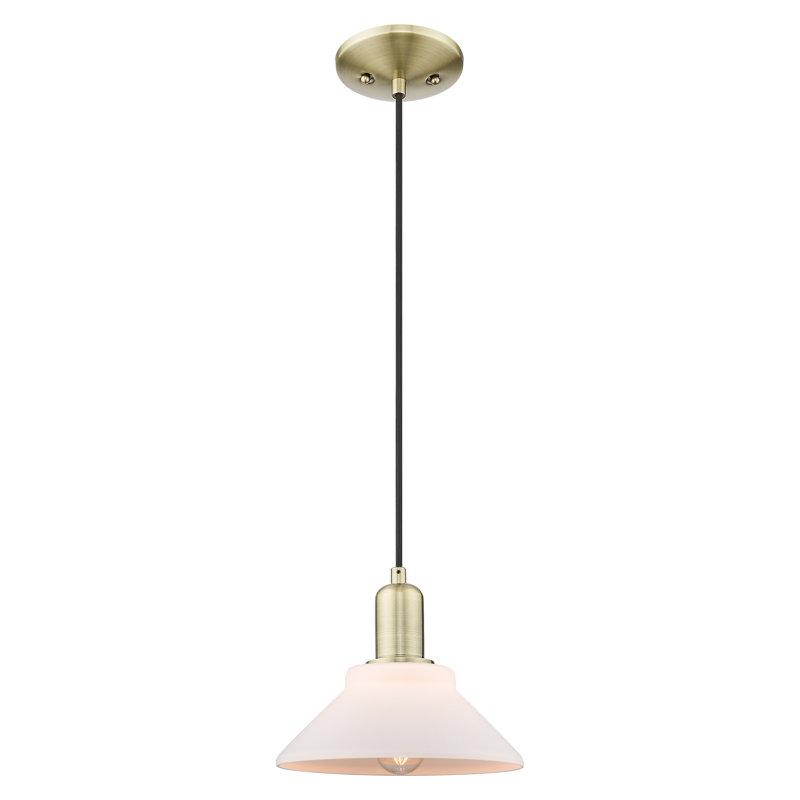 Arcadia - Orwell - Mini-luminaire suspendu à cordon 8 lumières 1 po, Blanc mat, Laiton antique