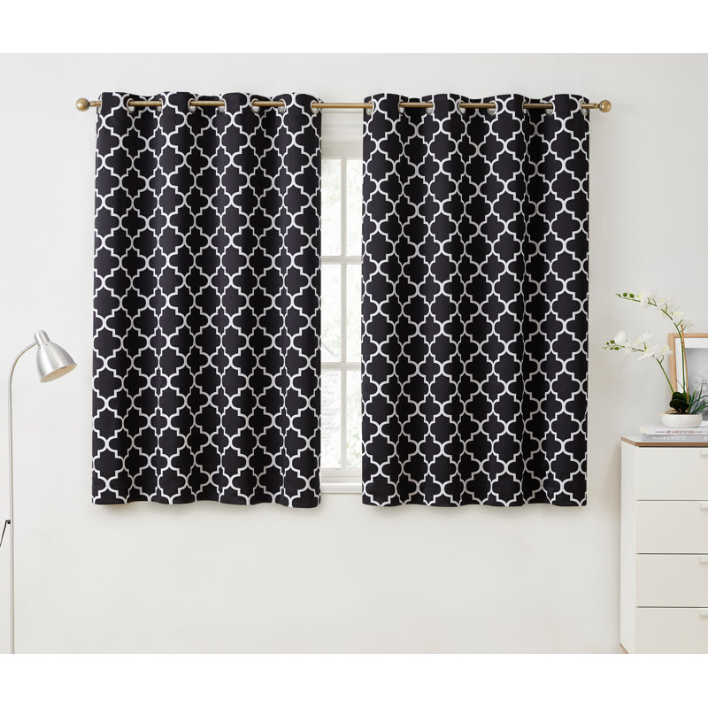 Alexuis Blackout Curtain Pair, Black, 37" W x 54" L