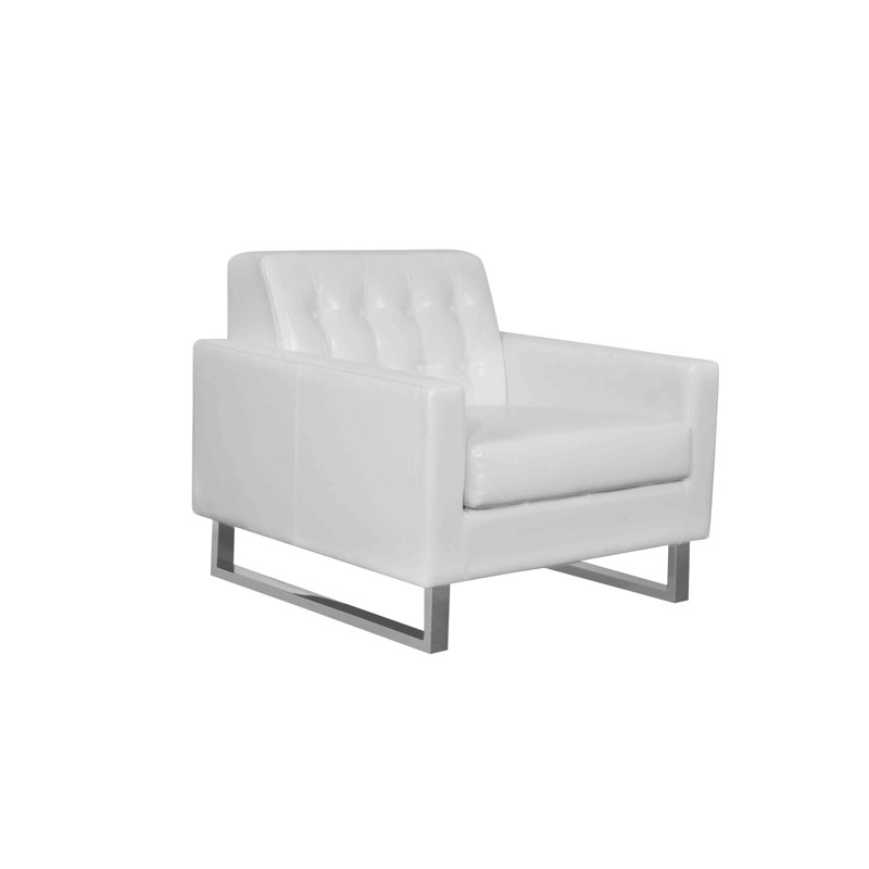 Chaise de réception l 34 po avec structure en métal Sloan, blanc