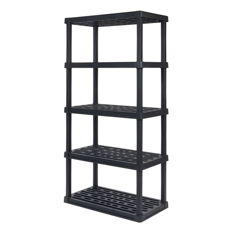 IRIS 5-Tier Medium Plastic Garage Storage Shelving Unit, Black (12 W x 64 H x 24 D), 74" H x 36" W x 18" D