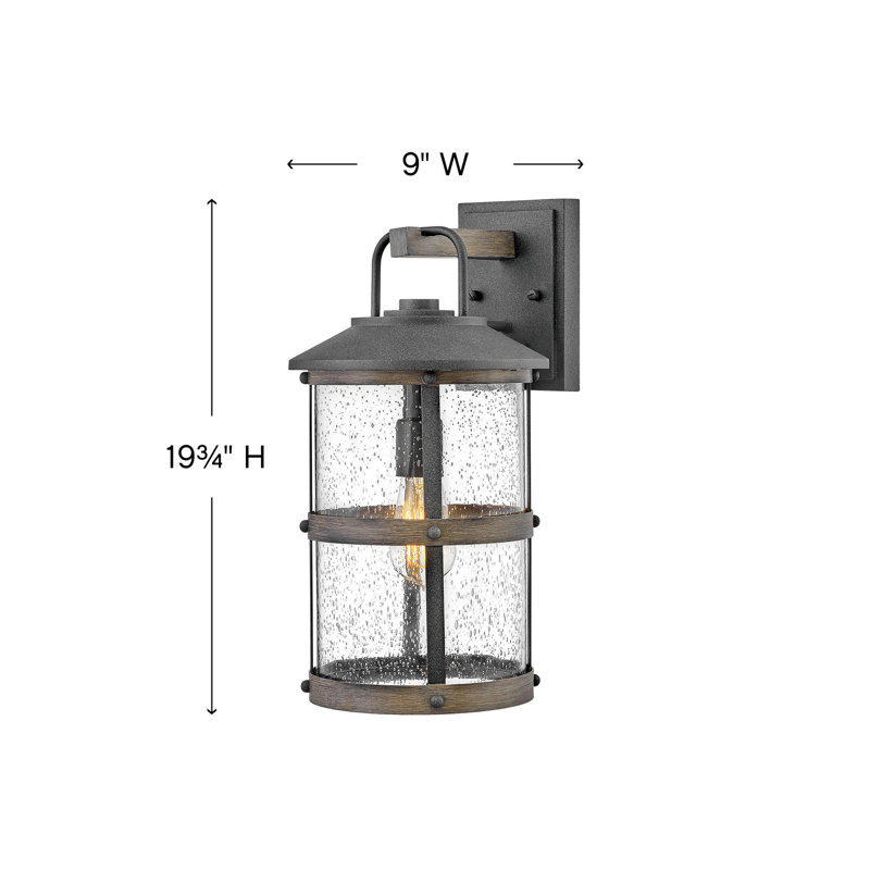 Lakehouse - Lanterne murale d'extérieur à ampoule, Zinc vieilli, H 19,75 po x l 9 po x P 9 po