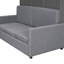Grand lit gris avec coussin, multifonctionnel pour le confort et l'espace, rangement élégant, rangement mural à deux pistons, fonction de sommeil confortable, peu encombrant, fabrication en contreplaqué