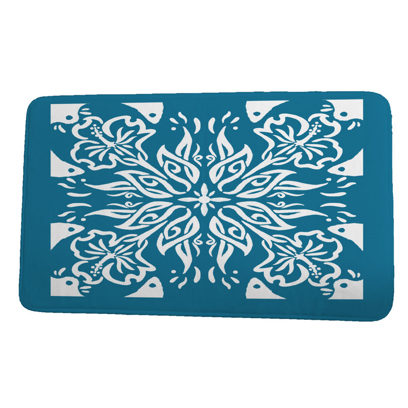 Tapis pour salle de bain Louie, H 18 po x L 30 po, Bleu sarcelle