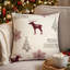 Housse de coussin Merry Christmas Renne rouge, lin blanc cassé 20 po