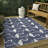 Cindia Casual Coastal Flamingos Two-Tone Navy/White Indoor/Outdoor Rug-2067650669