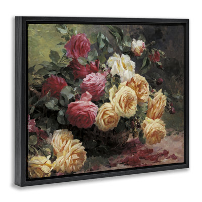  «Vintages Roses Still Life», art mural encadré sur toile flottante par Albert-Tibulle Furcy de Lavault