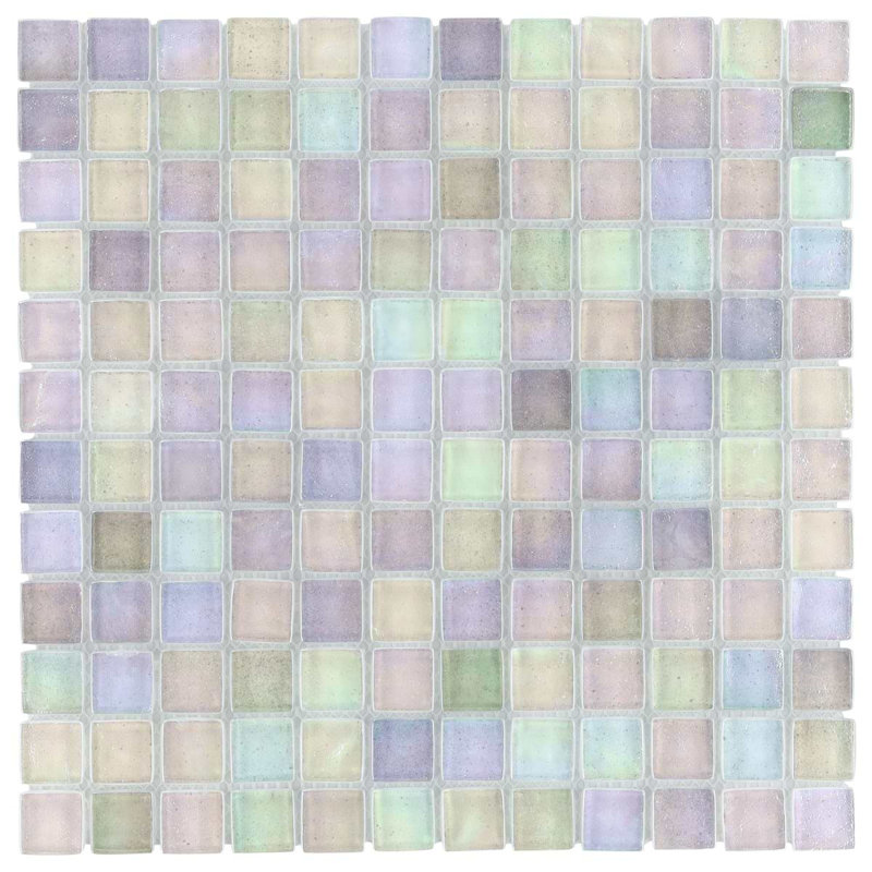 Splash 1X1 Polished Glass Mosaic Tile, Glacier White