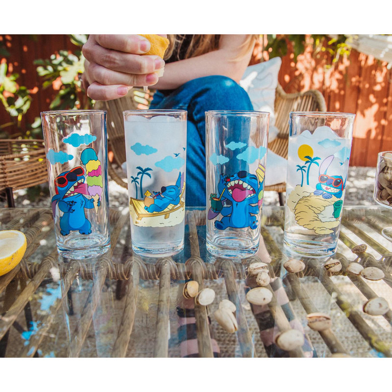 Ensemble de 4 pièces de 10 onces Disney Lilo and Stitch Beach Day Ensemble de verres à boire