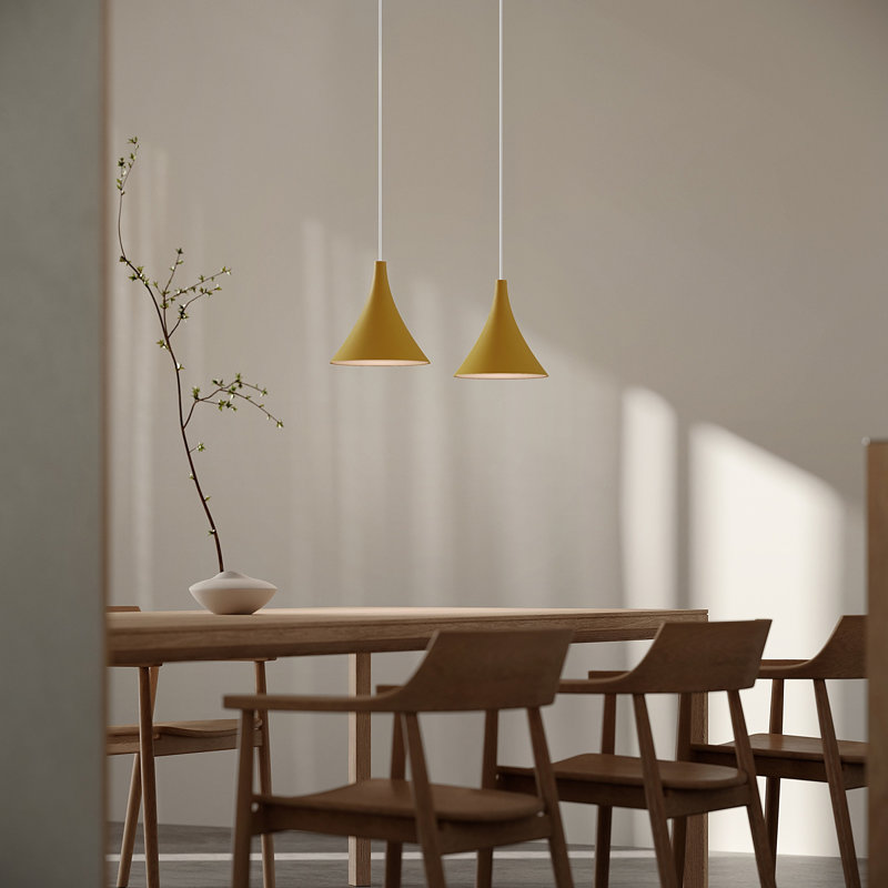 Gota Pendant Light, Mustard, White, 14" H x 9.84" W x 9.84" D