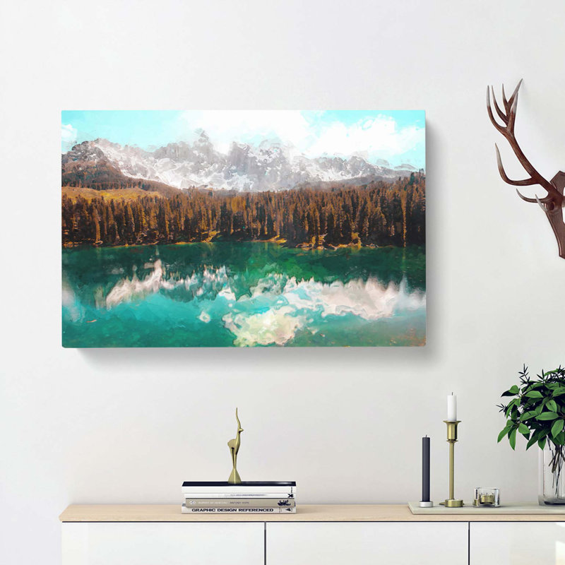Mountain View Reflection - Wrapped Canvas Painting, 40cm H x 60cm W x 3cm D
