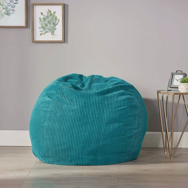 Modern Corduroy Polyester 3 Ft. Bean Bag Chair, Teal Fabric
