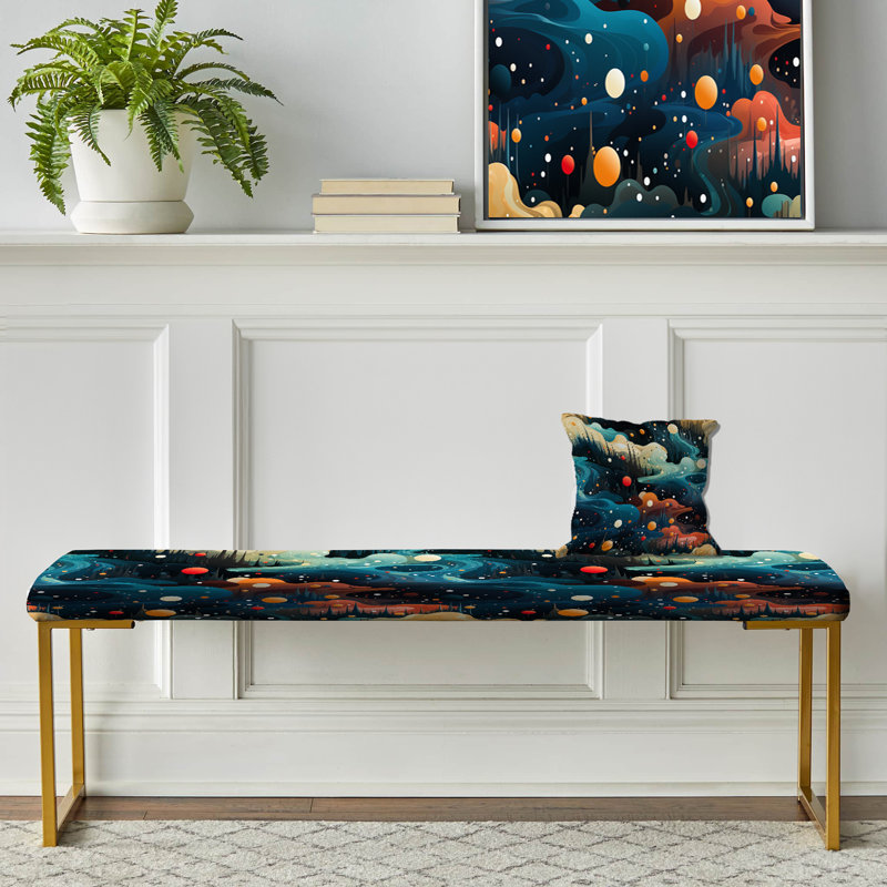 Cosmic Harmony - Abstract Upholstered Gold Bench
