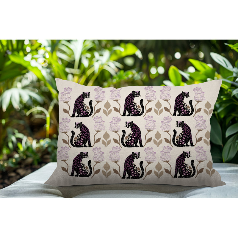 Coussin lombaire réversible intérieur / extérieur Hansa Leopard, Mauve, Rectangle H 18 po x l 25 po
