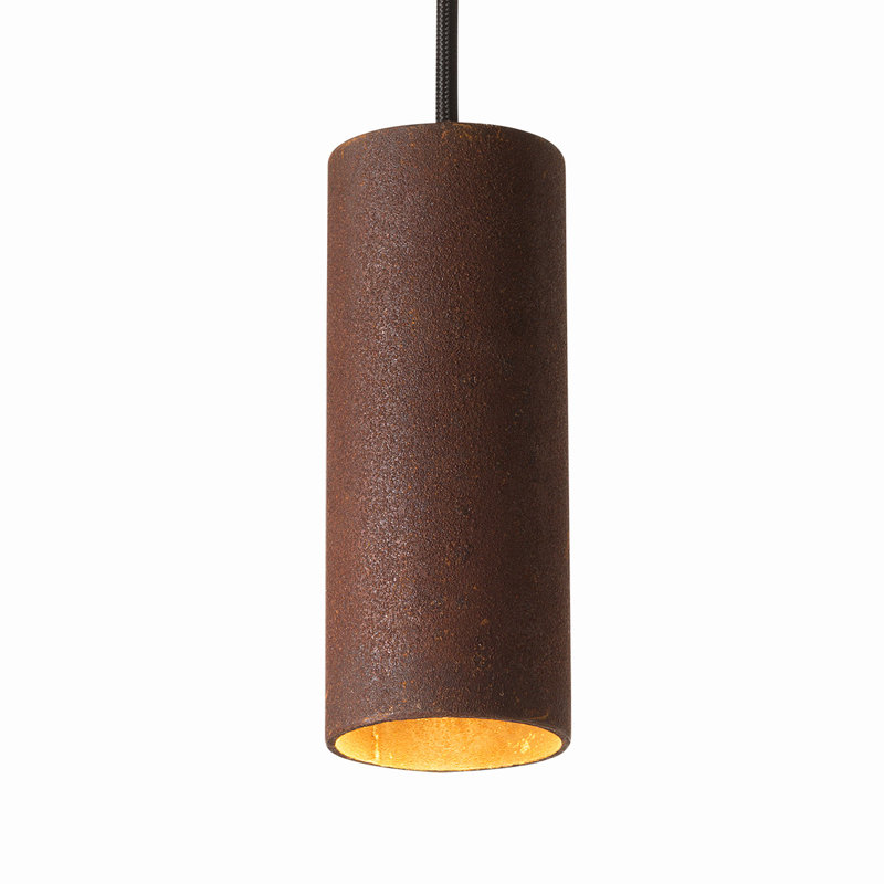 Roest Industrial Steel Pipe Pendant Light, 6" H x 2.5" W x 2.5" D, Natural Rust