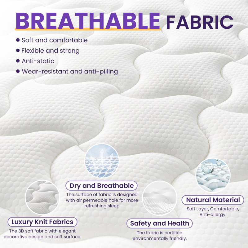 Langione Medium Firm Hybrid and Cooling Foam Mattress, Pressure Relief, and Motion Isolation, CertiPUR-US, Mattress in a Box