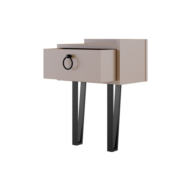 David-Jack 1 Drawer Bedside Table with Hairpin Legs, Mocha