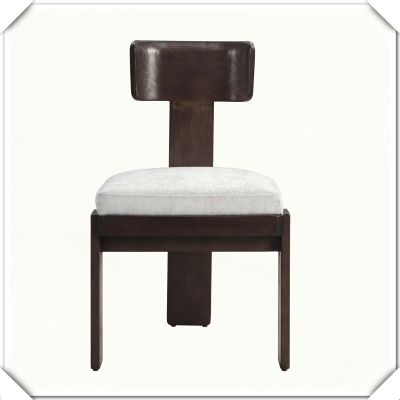 Chaise de salle à manger d'appoint en bois 2 pièces en bois d'hévéa robuste, Marron foncé