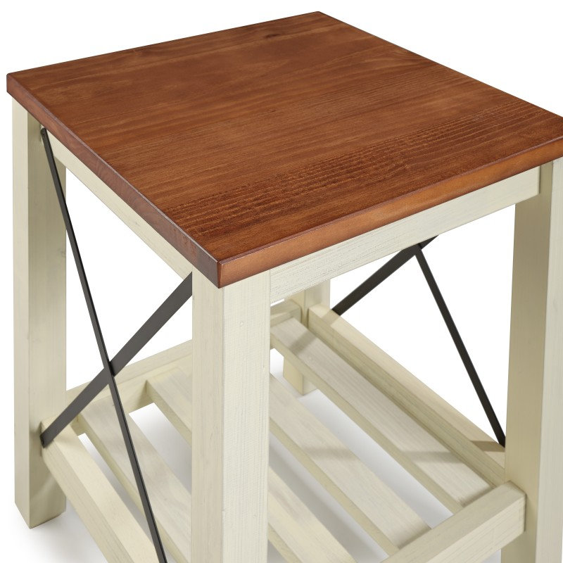 Solid Wood End Table, White