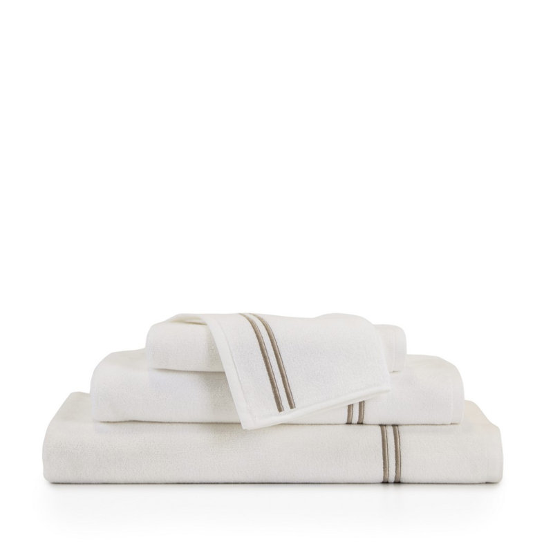 Classic Washcloth, White/Khaki