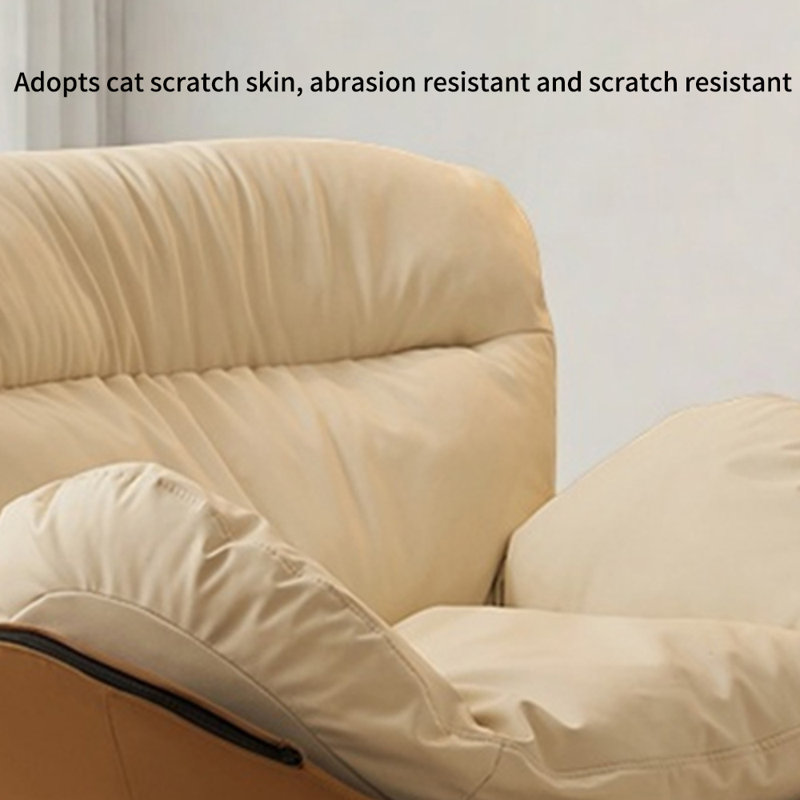Chaise de loisir luxueuse pivotante et confortable, Jouet en coton, Similicuir brun / beige